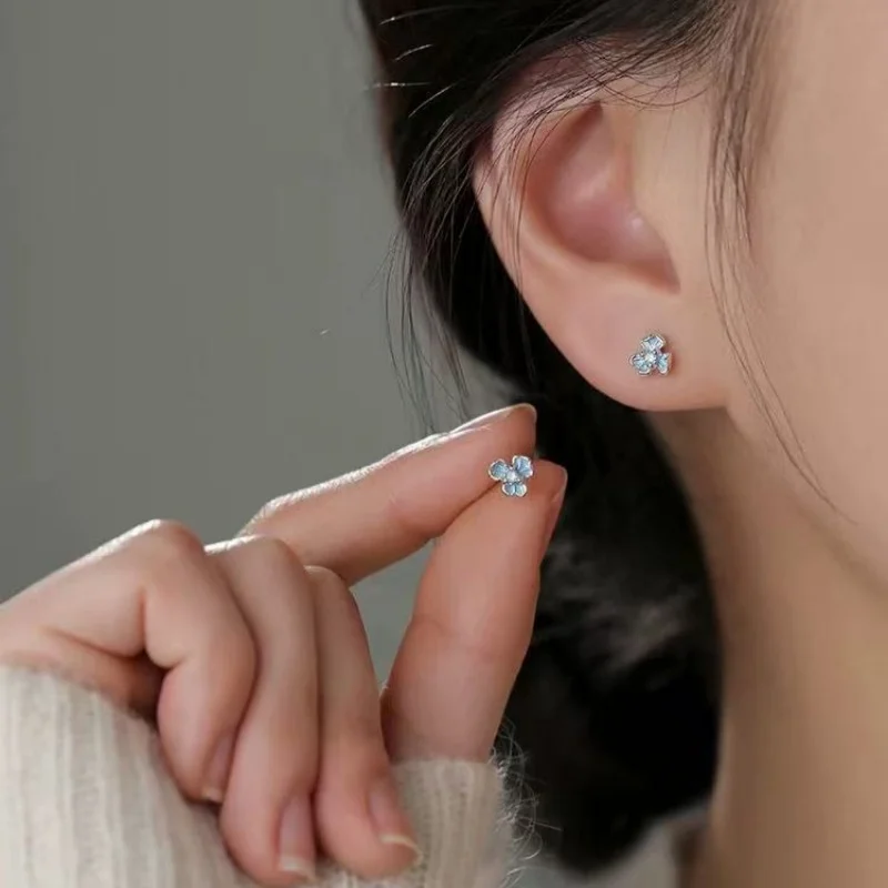 925 sterling silver needle iris earrings niche light luxury women's earrings high-end earrings birthday/Christmas/New Year gifts