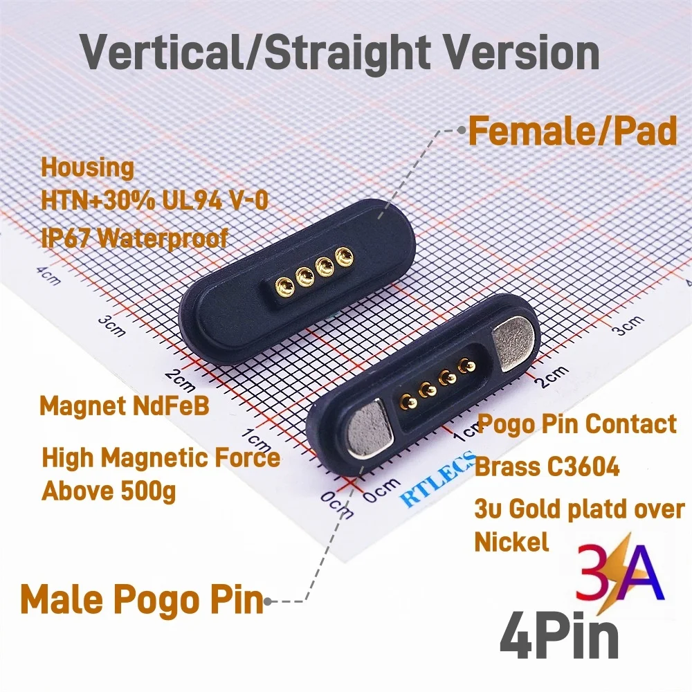 1-10 par 3A Wodoodporne magnetyczne złącze Pogo Pin 2 3 4 5 6 7 8 9 11P Pogopin Męskie żeńskie 2.2 MM Sprężynowe gniazdo zasilania DC