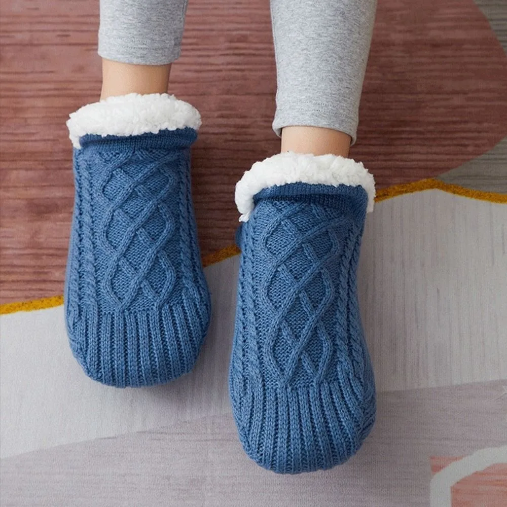 Simple Breathable Warm Socks Plush Indoor Socks Home Slippers Female Hosiery Coral Fleece Socks Winter Floor Shoes Floor Socks