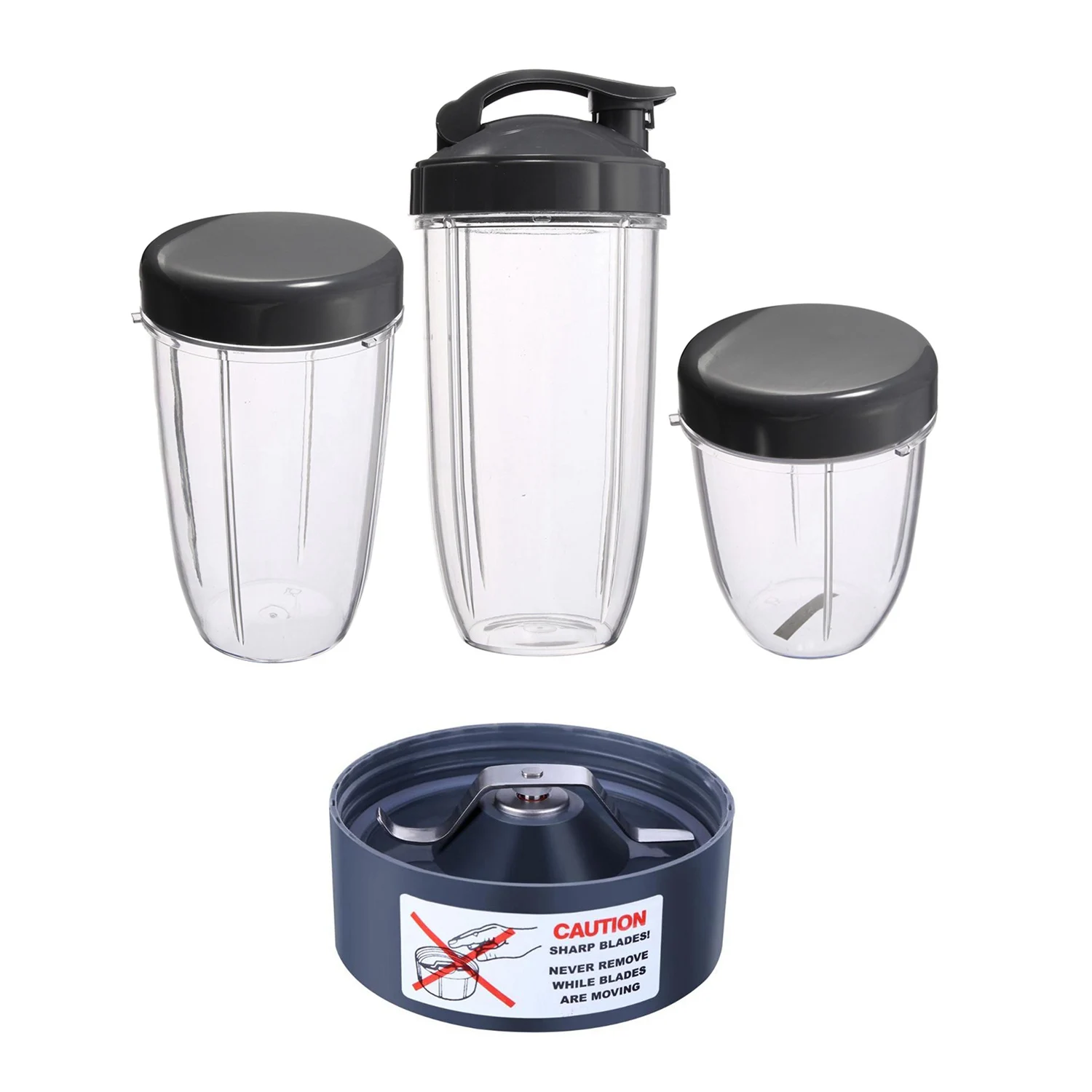 

B82B-7 Pcs For Nutribullet Juicer Parts: 6Pcs 3 Replacement Cups + 3 Lids & 1Pcs Extraction Blade 600W Straight Blade Gasket