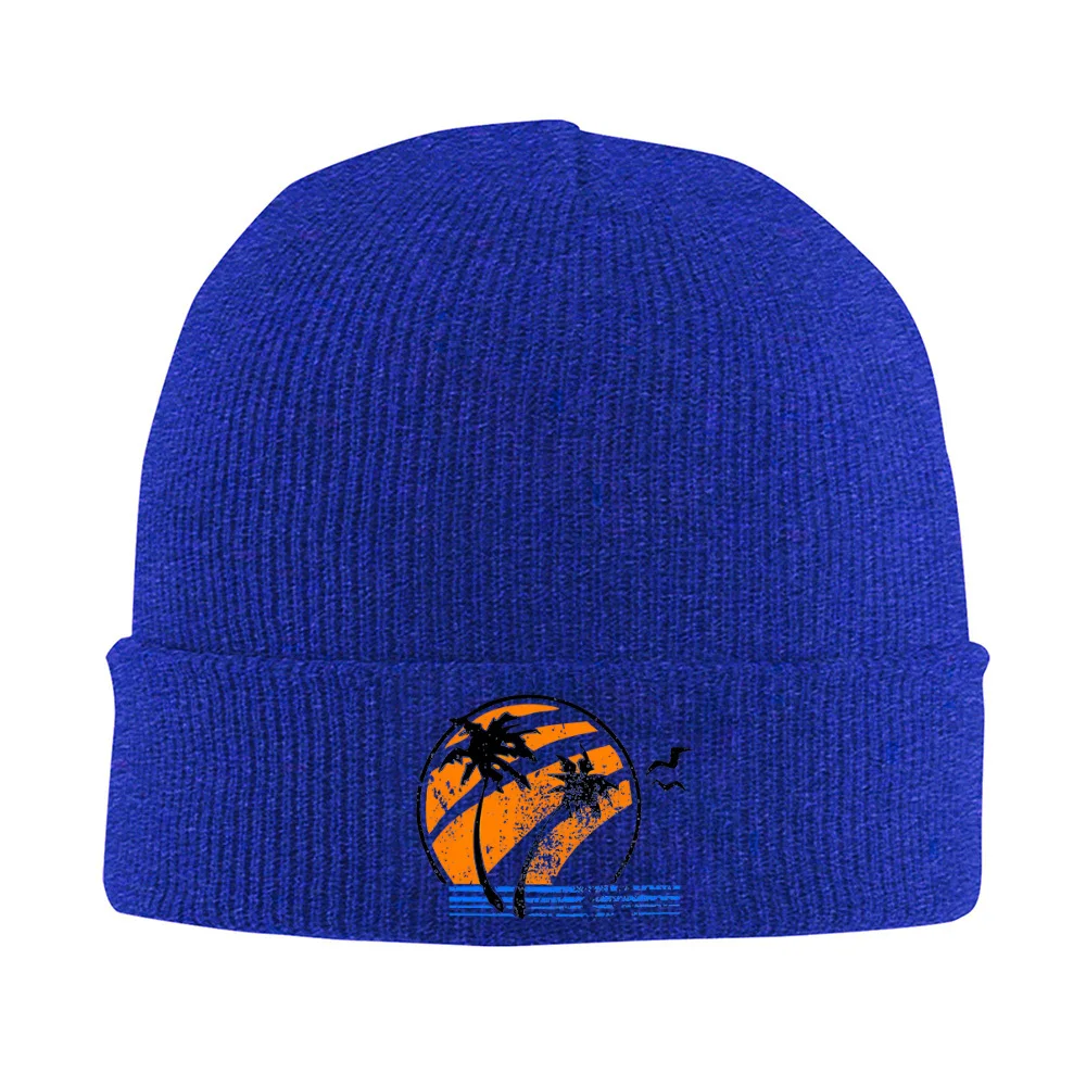 Palm trees orange sunset black ocean Men Women Unisex Knitted Hat Beanie Pullover Cap Winter Thermal Warm Christmas Outdoor Cycl view 6