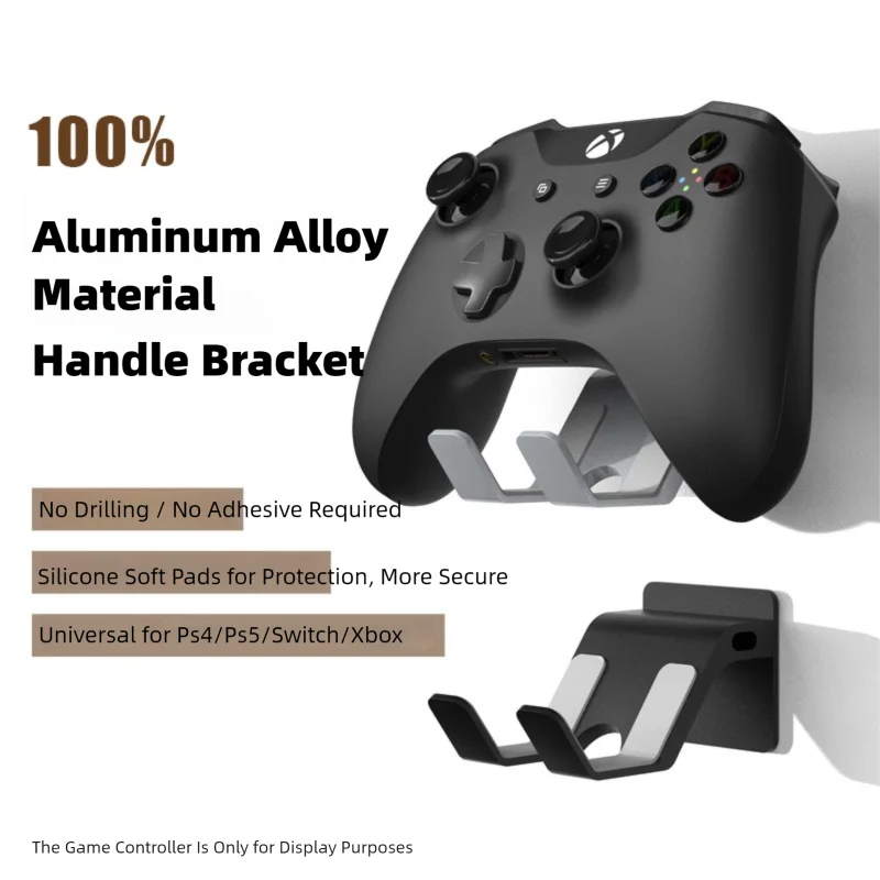 Aluminum Controller Stand for Xbox One PS5 PS4 Switch, Wall Mount Gamepad Holder No Drill with 3M Adhesive, Universal Hand Rack