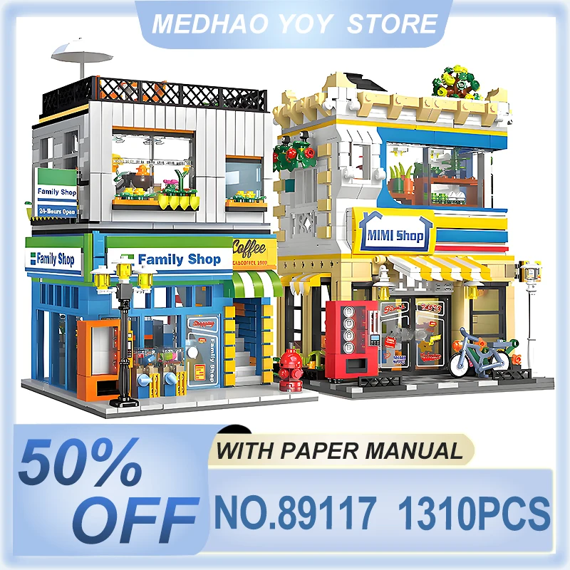 89116 89117 MOC Idea City Convenience Mini Family Shop Building Block Bricks Model Assembly DIY Toys for Kids Christmas Gift Set