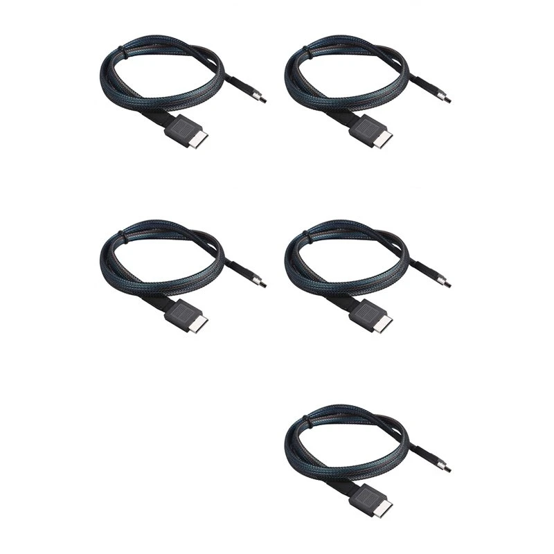 2026 New 5X PCIE4.0 MINI SAS Cable 24Gbps Oculink Data Extension Cable SFF-8611 To SFF-8611 Server Data Transfer Line (1M)