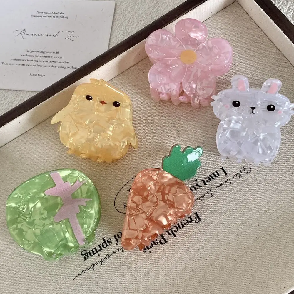 

Little Yellow Chicken Flower Hair Claw Cute Rabbit Carrot Small Hair Clip Headwear Hair Clip Acetate Shark Clip daily