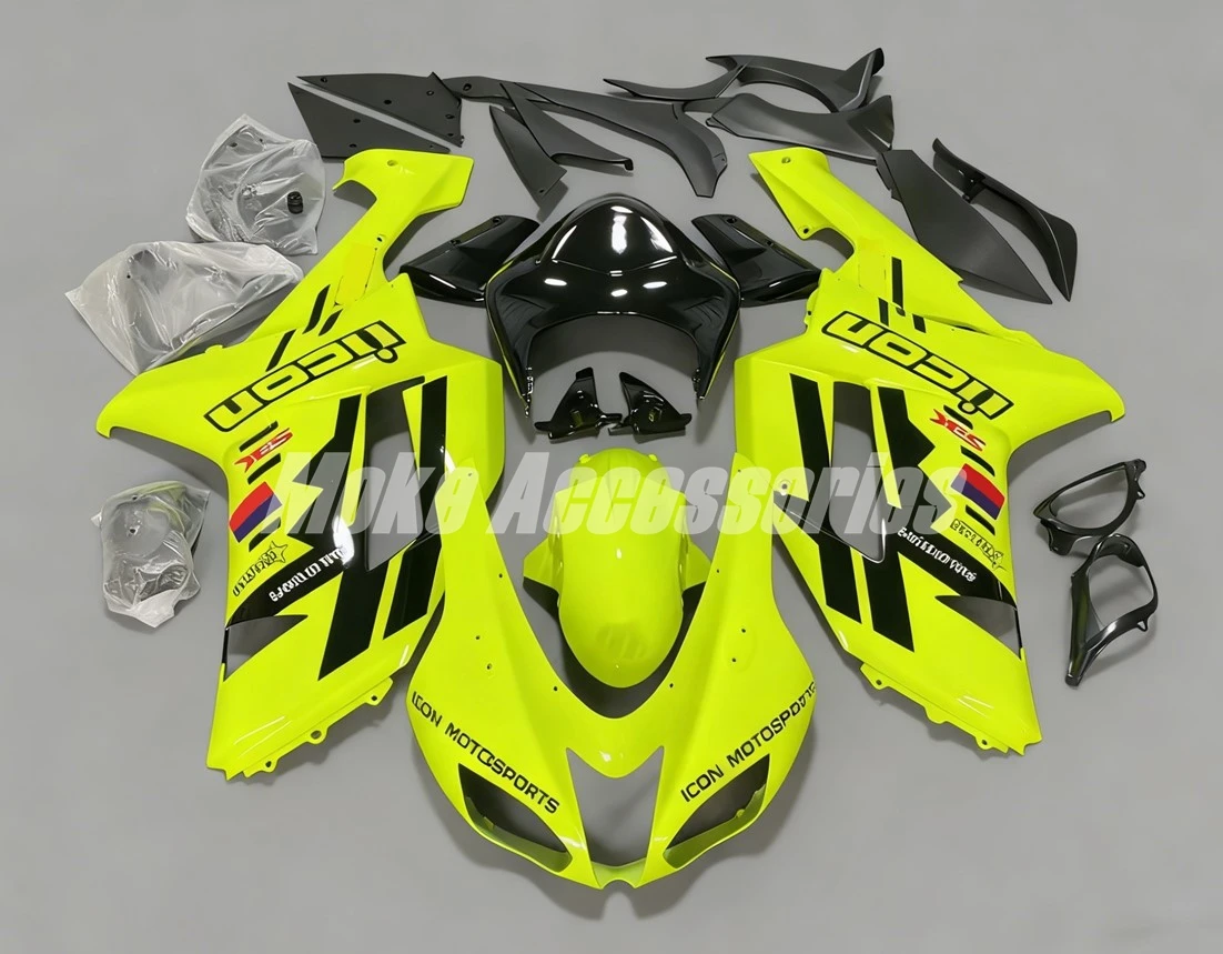 Fairings Kit Fit For Zx-6r 2007-2008 636 Bodywork Set High Quality ABS Injection Ninja Black Neon