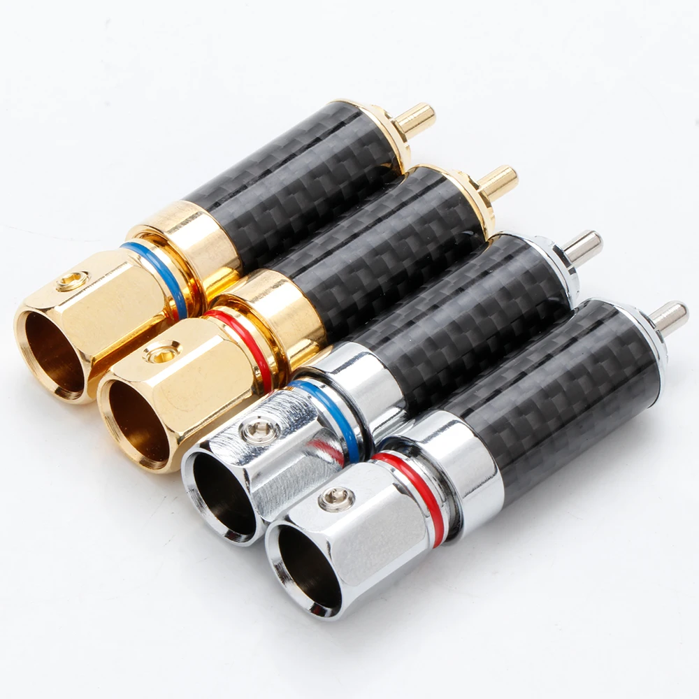 HIFI Carbon Fiber Shell RCA Stecker, Solder RCA Audio Jack, Lautsprecher Terminal, männlichen Solder Stecker, 4 Stück – Detail 8