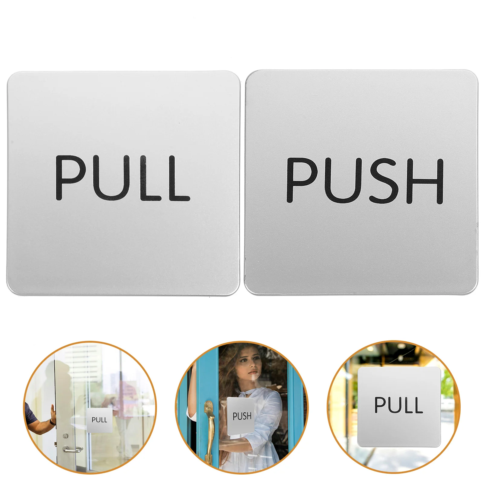 

1 Set Of Glass Door Signs Acrylic Pull Push Door Sign Plate Entrance Reminder Sticker For Hotel Store Restaurant Easy