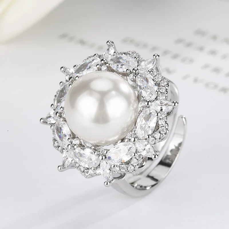 New Jewelry Pearl Gemstone Set Necklace Bracelet Ring Wholesale Women's High-end Versatile