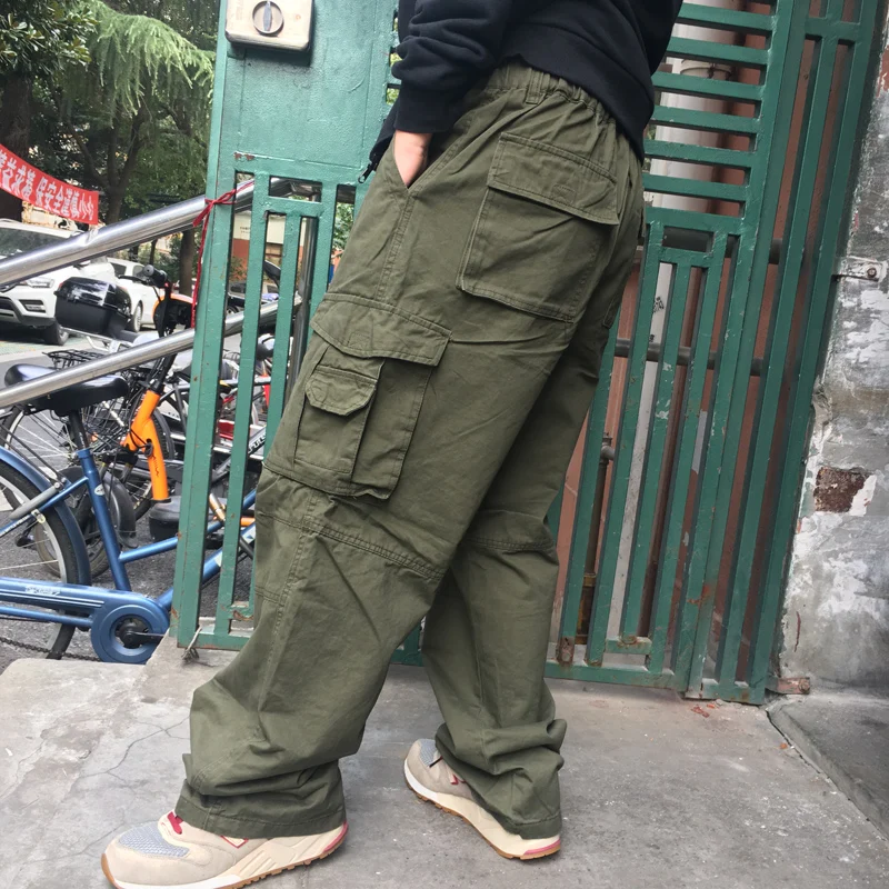 150kg Plus Size Fat Men's Work Cargo Pants Male Loose Multi-pocket Casual Straight Sports Trousers Outdoor Tactical Baggy Pants