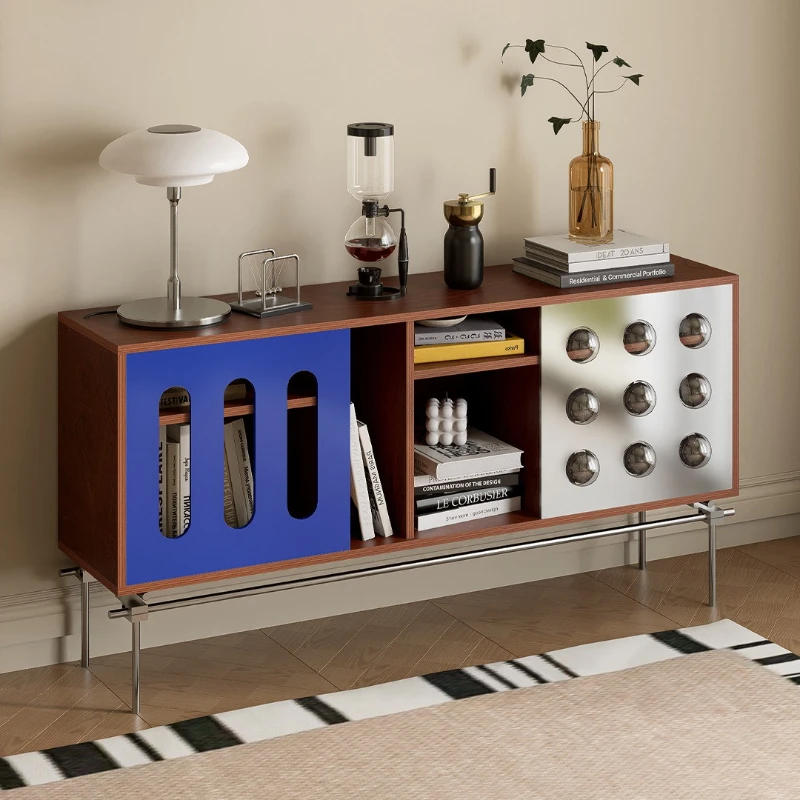 Bauhaus style optical axis marine panel TV living room storage contrasting color module small apartment locker low