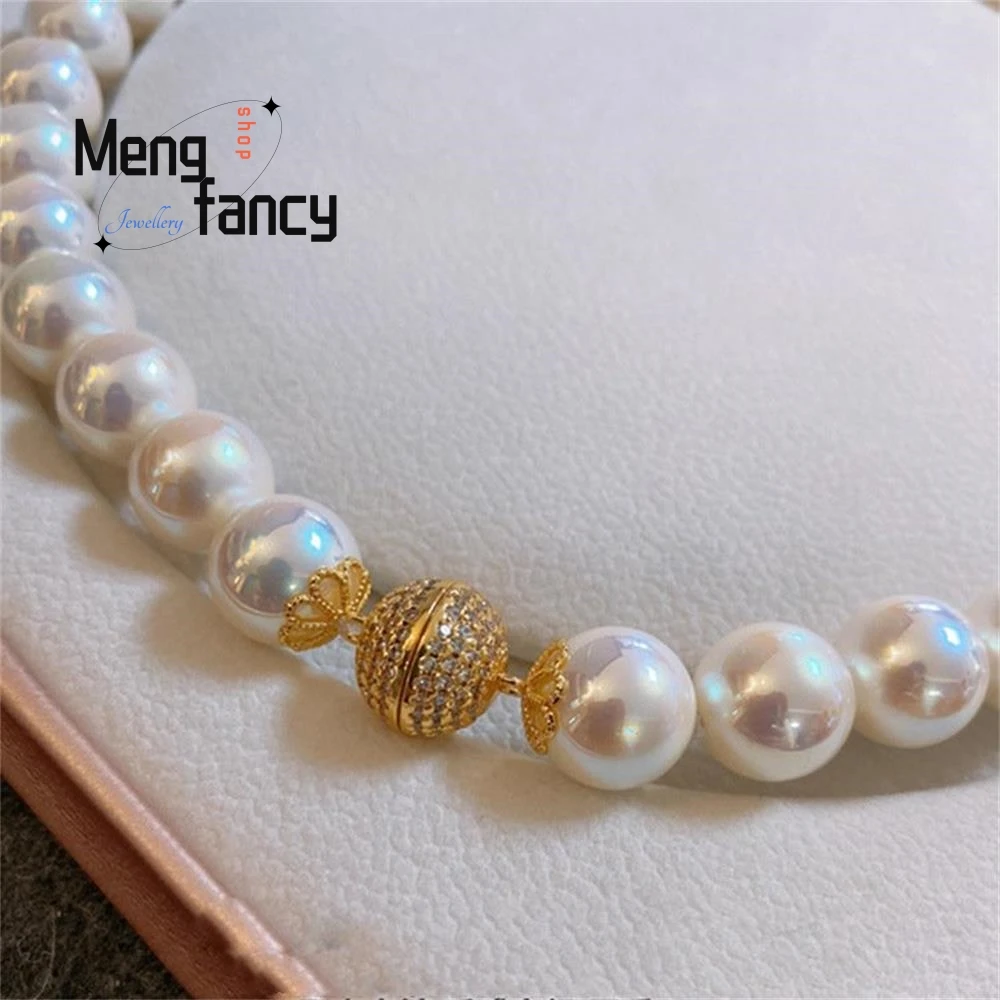 Natural Magnetic Clasp Mother of Pearls Pastel Pearl Necklace Versatile Simple Temperament Exquisite Luxury Fashion Fine Jewelry