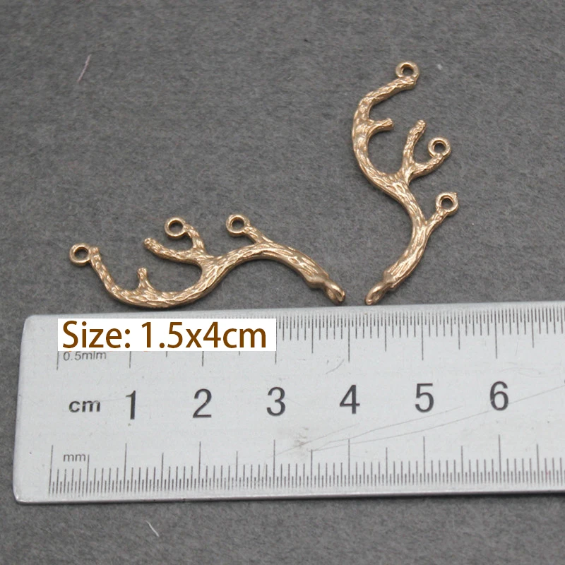 Natural Style Metal Alloy Copper Maple Leaf Branch Deer Horn Pendant Charms Earring Findings Component DIY Jewelry Making