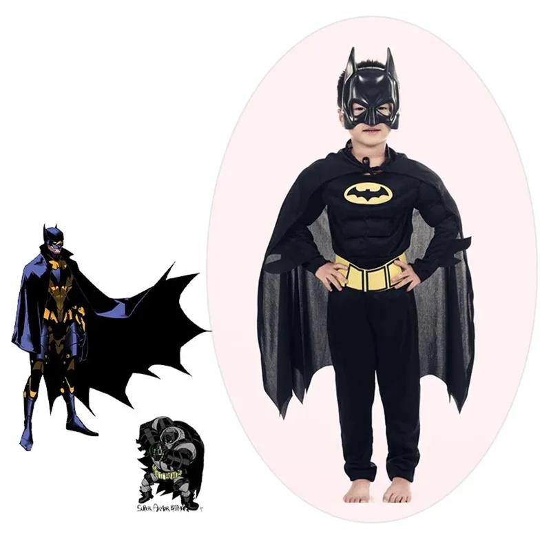 

Bat Cosplay Jumpsuit Hero Costume Suit With Cape Mask Boys And Girls Men Superhero Wayne High Quality Halloween Carnival Party