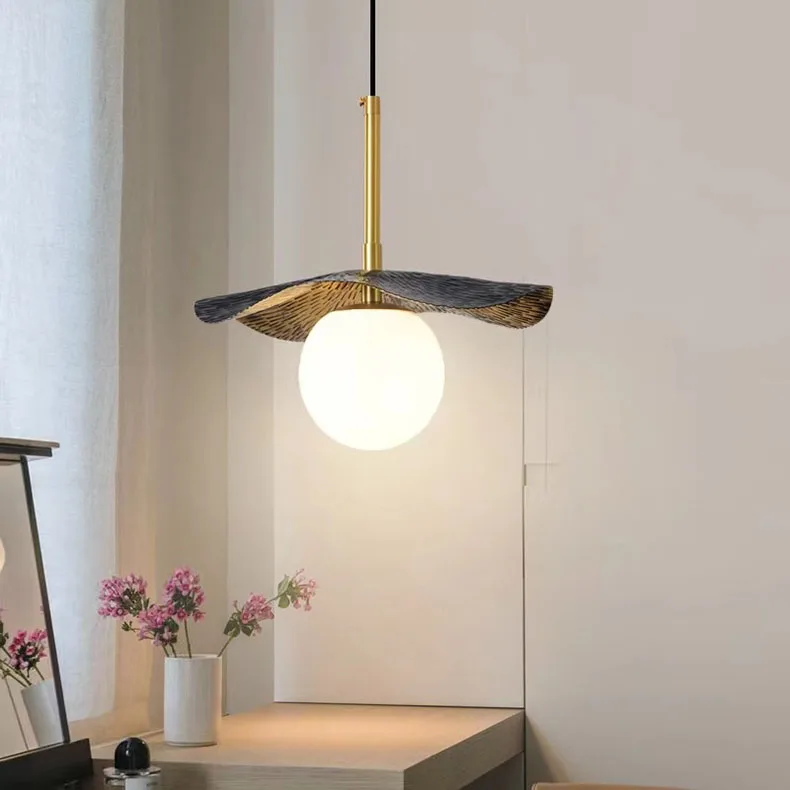 Novelty Copper Bedside Chandelier Natural Marble Ball