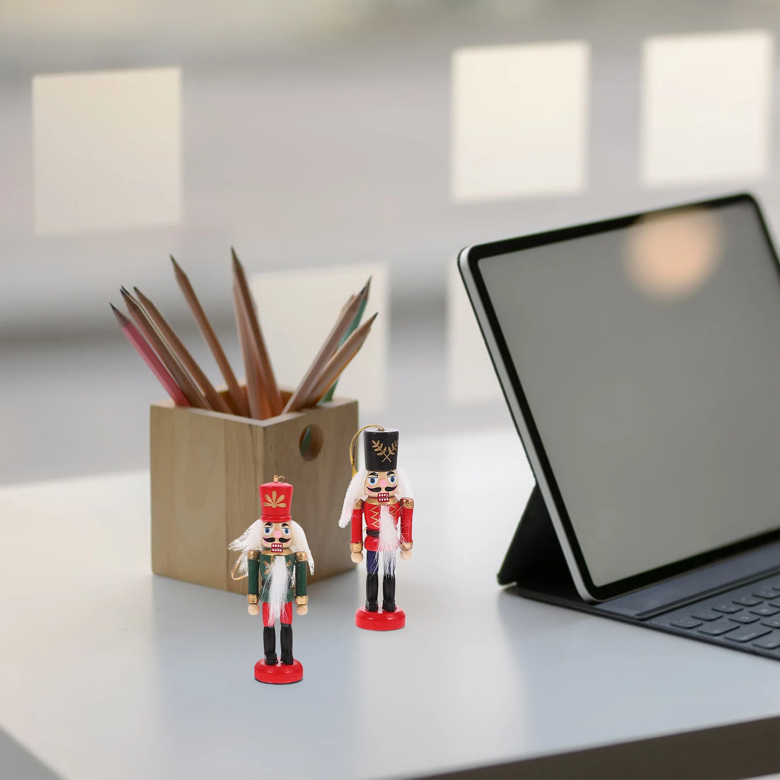 

6 Pcs Traditional Wooden Soldier Ornaments Nutcracker Decoration Number Figurine