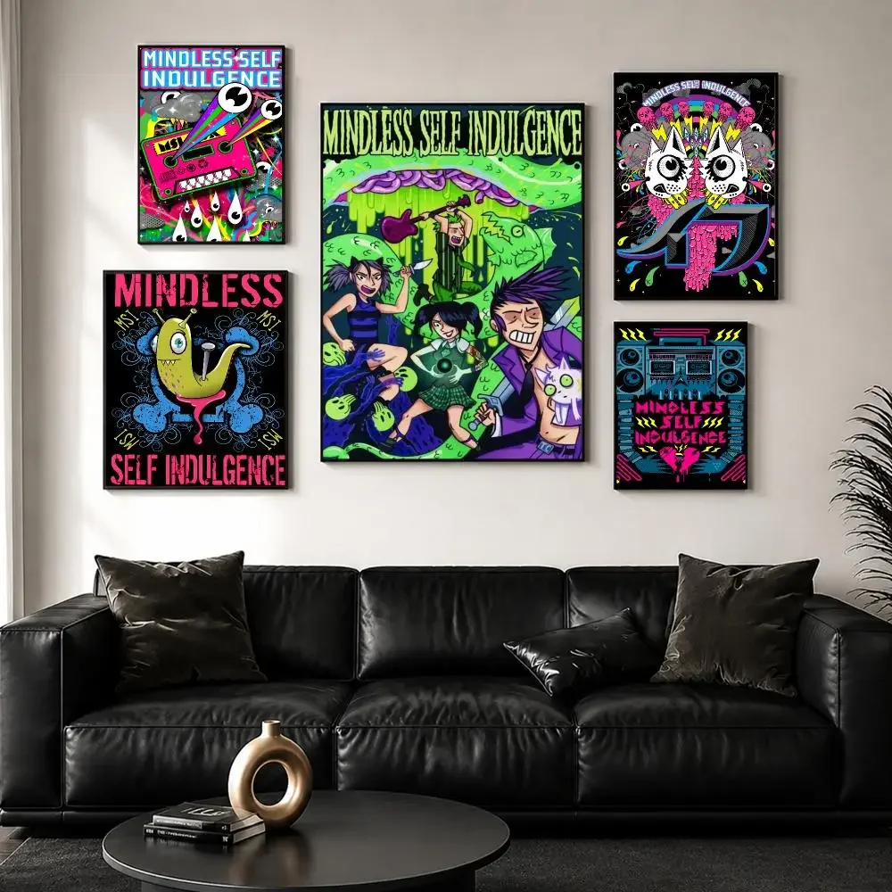 Band M-Mindless S-Self I-Indulgence Poster Decorative Wall Art Sticker Mural Print for Bedroom Living Room Hallway Home Decor