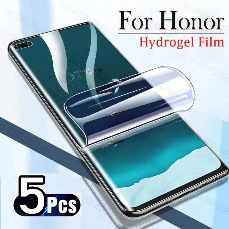 5PCS For Honor 90 50 Lite 80 70 Pro Plus 60SE 80GT Full Cover Hydrogel Film Screen Protector