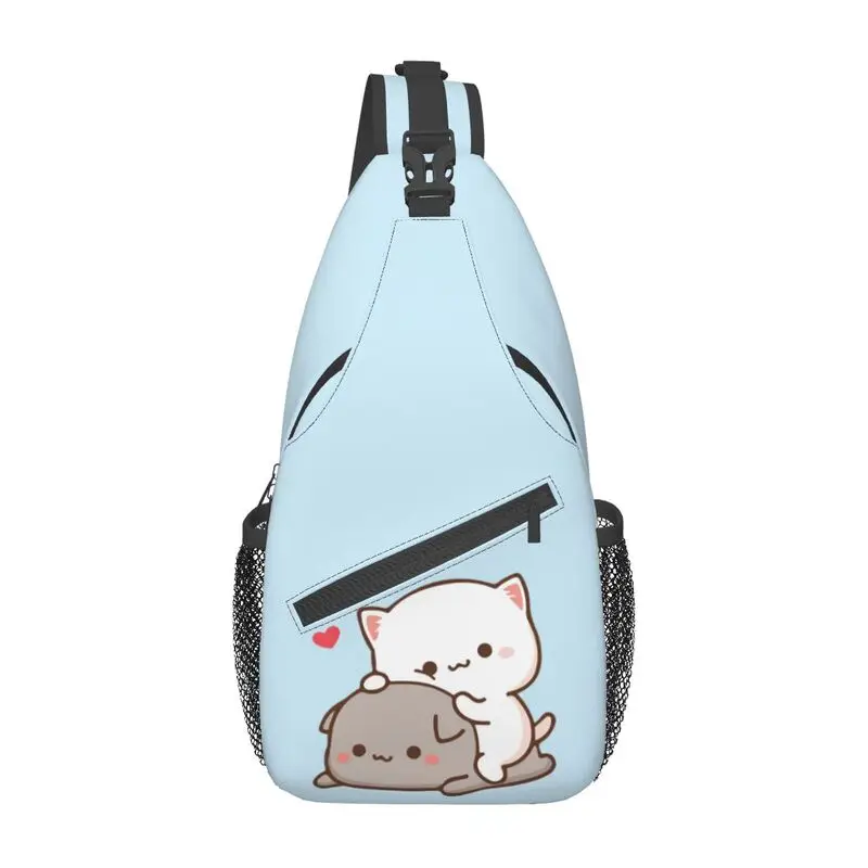 Mochi Cat Peach y Goma Sling bolso de pecho cruzado para hombres, mochila de hombro de moda para viajes y ciclismo