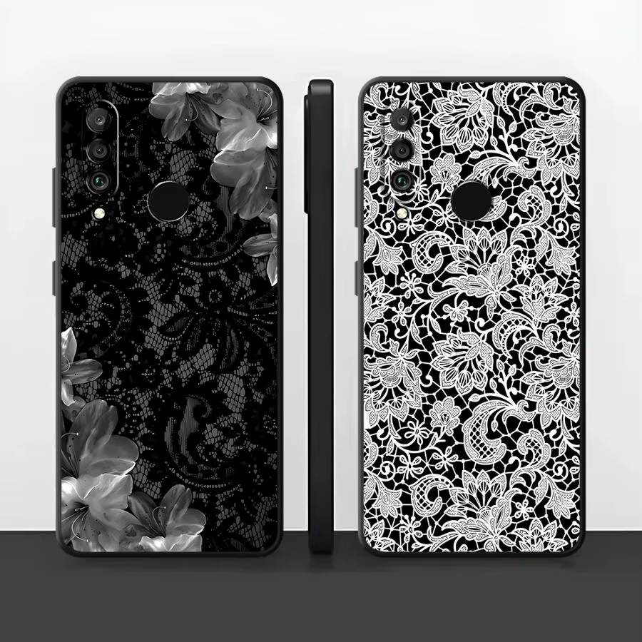 Funda para Huawei P20 P40 Lite P30 P20 Pro P20 Lite 2018 P Smart 2019 Funda para teléfono en negro con encaje floral