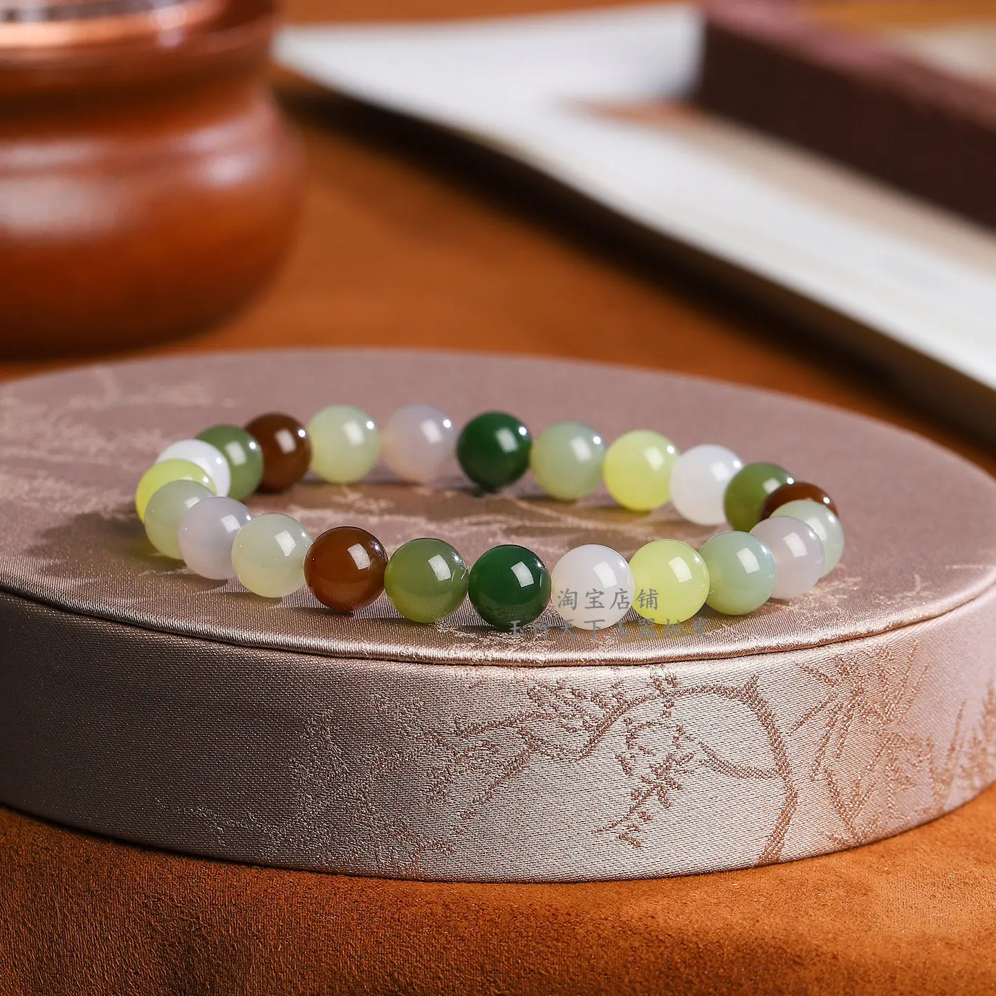 Natural Hetian jade round bead bracelet, Duobao jade bracelet 8mm women's Buddha bead bracelet, genuine jade with certificate.