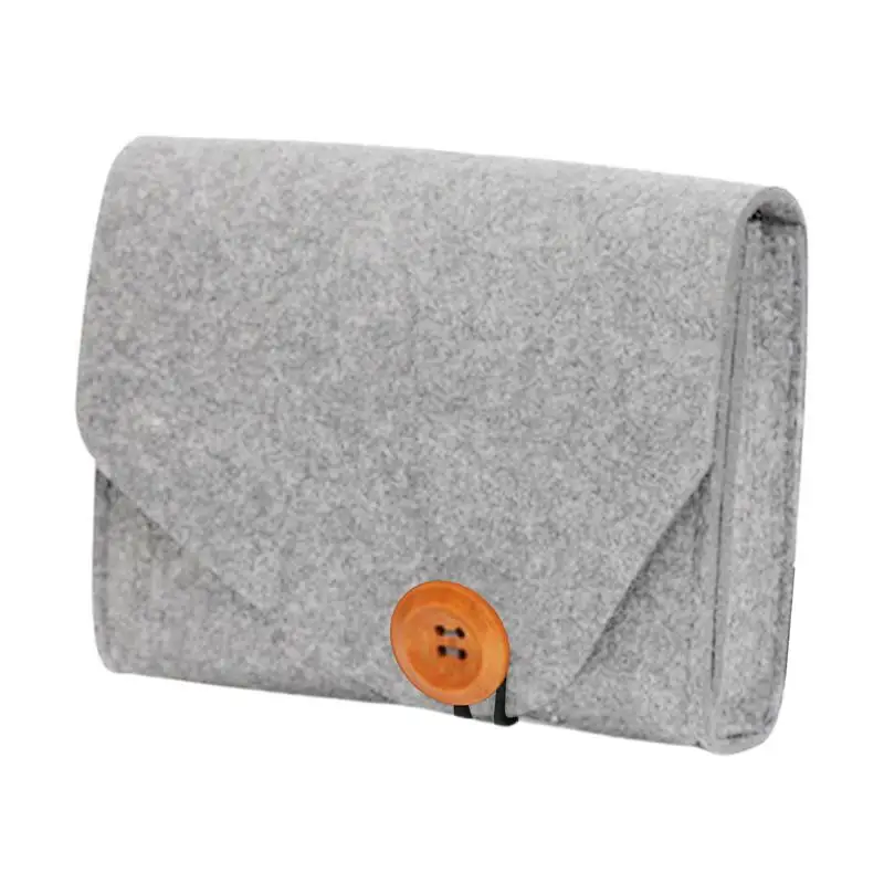 Felt Storage Case Bag Portable Felt Handbag Durable Mouse Charger Adapter Storage Bag Elastic Cord Design Lightweight Organizer