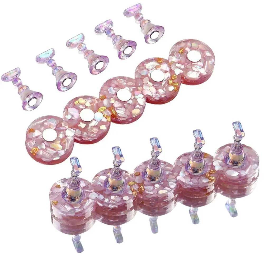 

Square/Round Base Magnetic Nail Holder 5 Nail Holders Press on Nail Tips Display Kit Easy to use Reusable