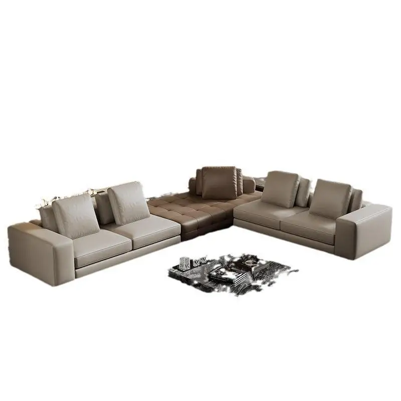 Italian minimalist Lawrence first-layer cowhide sofa large apartment high-end large flat floor living room corner combination