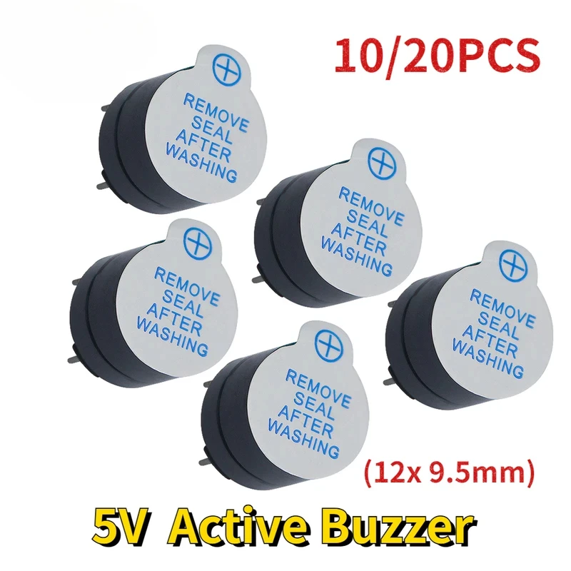 

10-30pcs Active Buzzer 5V Magnetic Long Continous Beep Tone Alarm Ringer 12*9.5mm Mini Active Piezo Buzzers, for Arduino