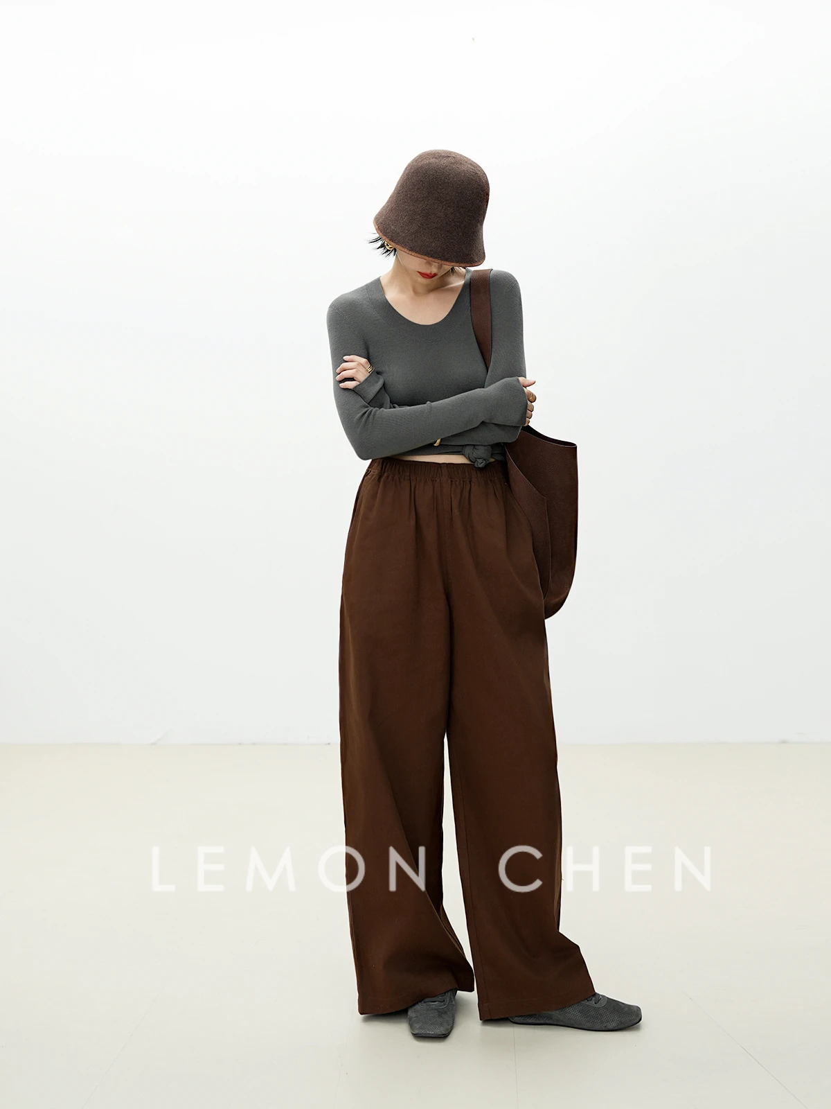 

Уютные широкие брюки CozyFit из смесового хлопка Lenzing с эффектом похудения, с высокой талией, повседневные, для женщин