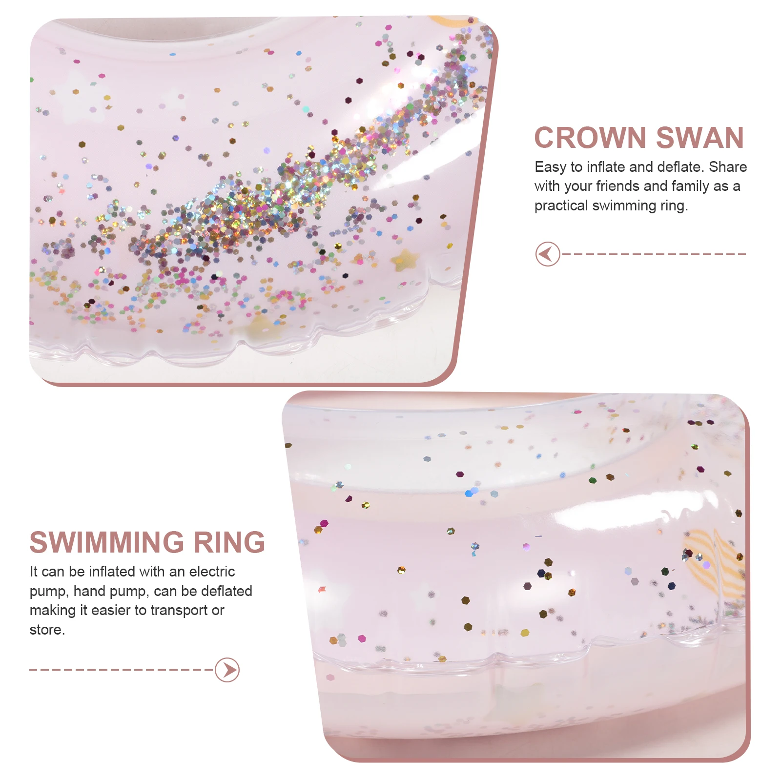 

Inflatable Swan Swimming Ring Swim Ring Cartoon Tube Pool Beach PVC Lightweight Portable Inflate Deflate Summer Family