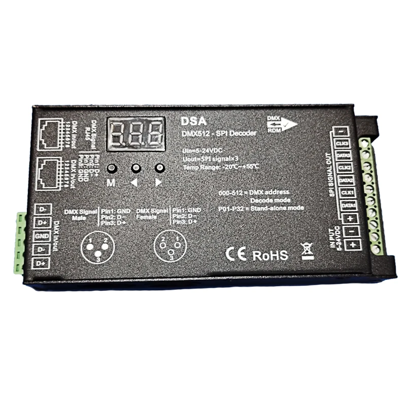 New Led DMX512 to SPI Decoder DMX Converter 1024 Dots TTL Pixel Controller Support 6803/8806/2811/ 2812/2801/3001/9813 IC