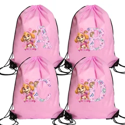 Paws Patrols  Letter A B C Drawstring Bag Sports Waterproof Backpack Bundle Pocket Anime Terylene Basketball Bags Birthday Gift