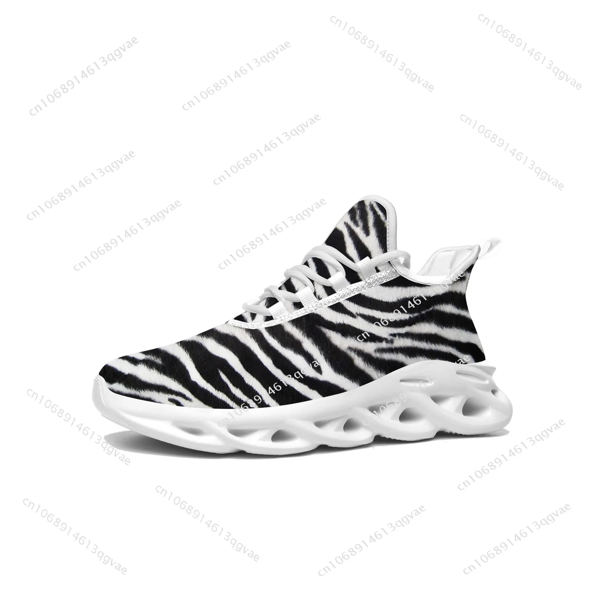 Zebra Print 3D Flats Sneakers Mens Womens Pop Sports Running High Quality Sneaker Lace Up Mesh Footwear Tailor-made Shoe White