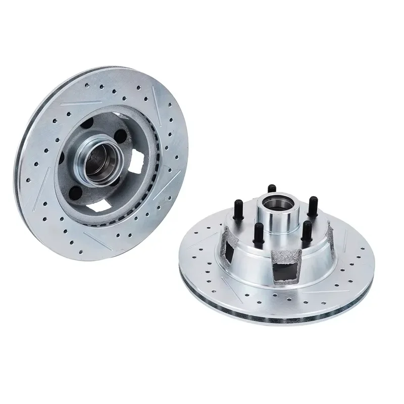 White Zinc LH Front Drilled Slotted Brake Rotor 5406 BR-5406LX-Z For 1964-1967 V8 Retro Classic Car Brake Parts