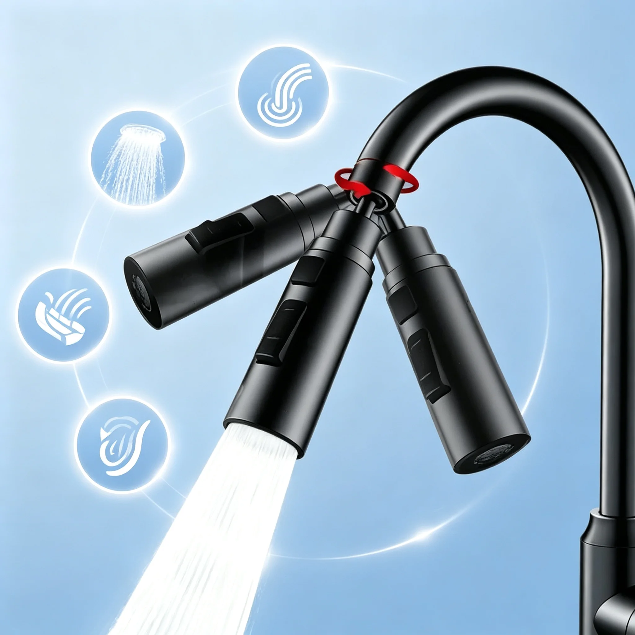 

Home kitchen sink faucet extension nozzle, three adjustable water outlet modes, suitable for most labeled kitchen faucet sizes