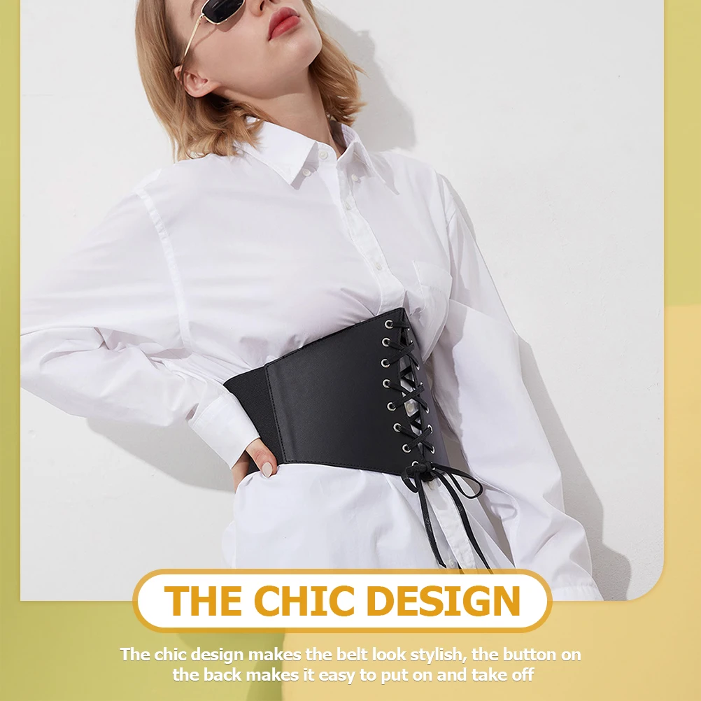 

Pu Adjustable Corset For Women Lace Up Waist Waspie Wide Belt Elegant Daily Party Banquet Use Durable Belt For Dresses