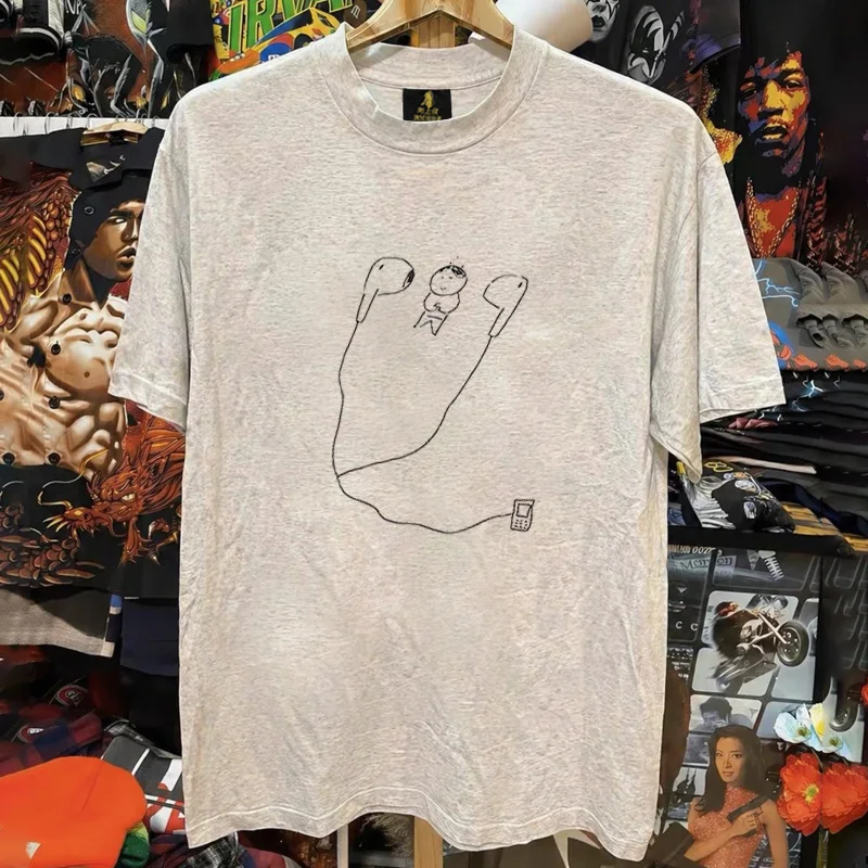 Loose Fit Cotton T-Shirt Unisex Short Sleeve Double Thread UPUPXIA Hero Print Sweat Absorbent round Neck Casual Summer Top