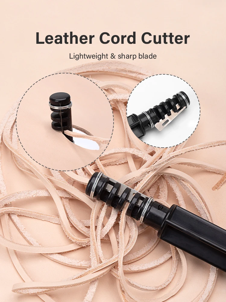 1PC Sharp Leather Lace Maker Strap Cutter Cord Knife Strip Rope Hand Cutting Wire with 3 Blades DIY Weaver Craft Lacing Tools