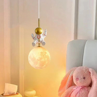 Creative Spaceman Pendant Lamp 3D Moon Night Light Childern's Bedroom Bedside Hanging Lamps Kids Baby Girl Boy Nursery Lighting