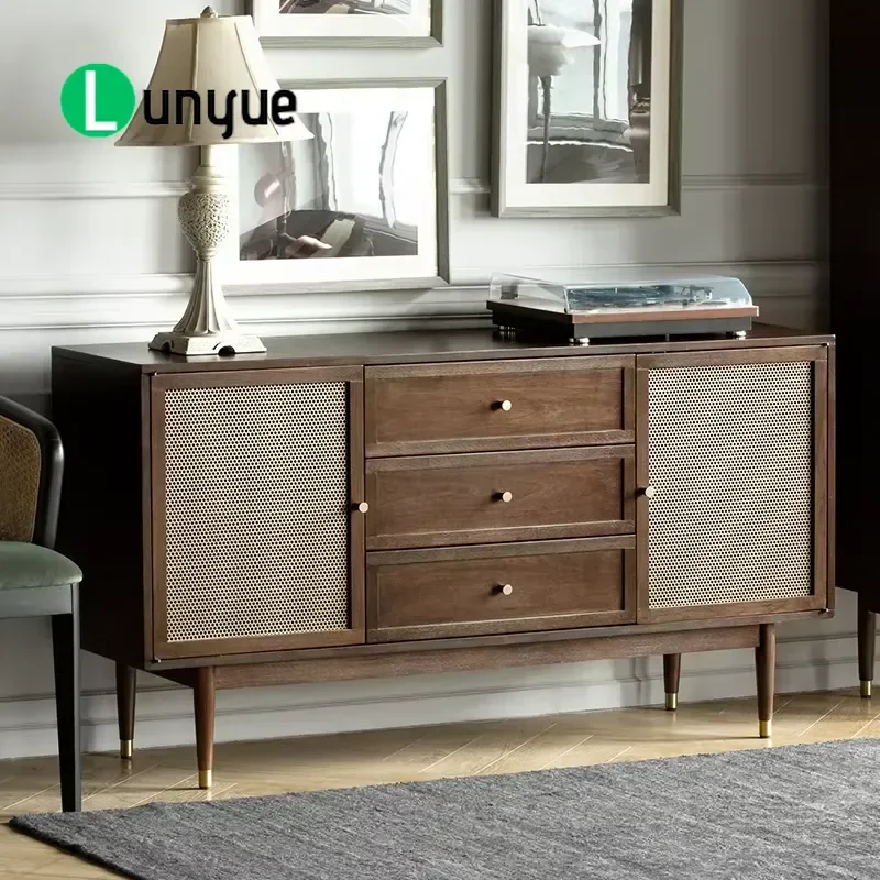 Wooden TV Cabinet for Living Room Simple Corner Storage Unit with Drawers Modern Media Console Furniture Set Space Saving