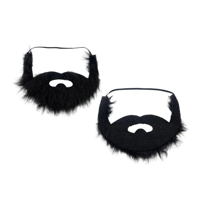 Barbas falsas negras, bigote falso divertido con correa elástica, bigote barba para Cosplay Halloween, suministros para