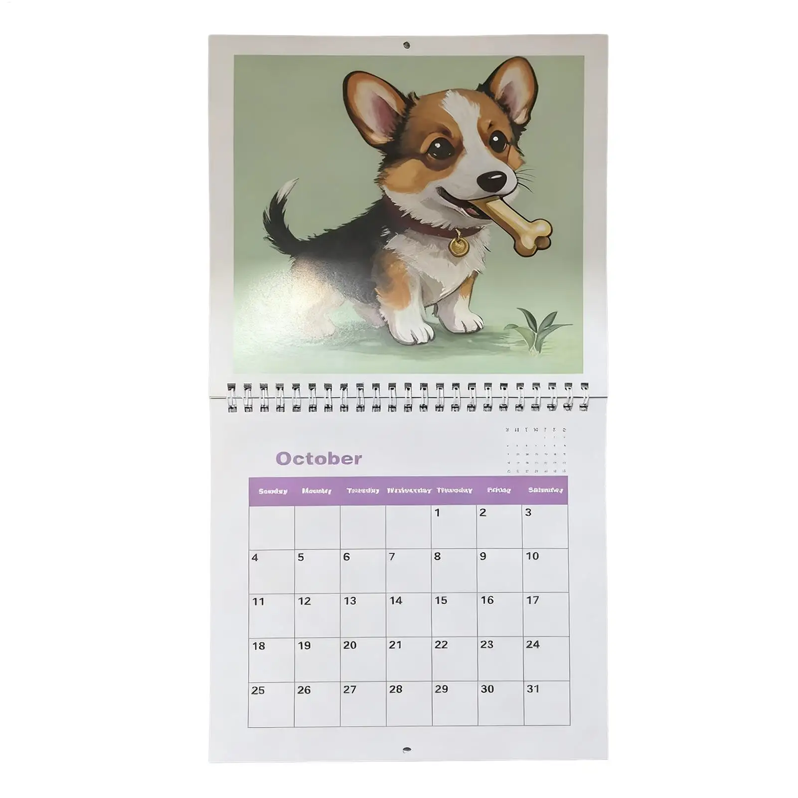 Calendário do cão 2026 adorável marrom filhote de cachorro calendário de mesa bonito dos desenhos animados filhote de cachorro planejador 12 meses calendário de parede para amante dos animais