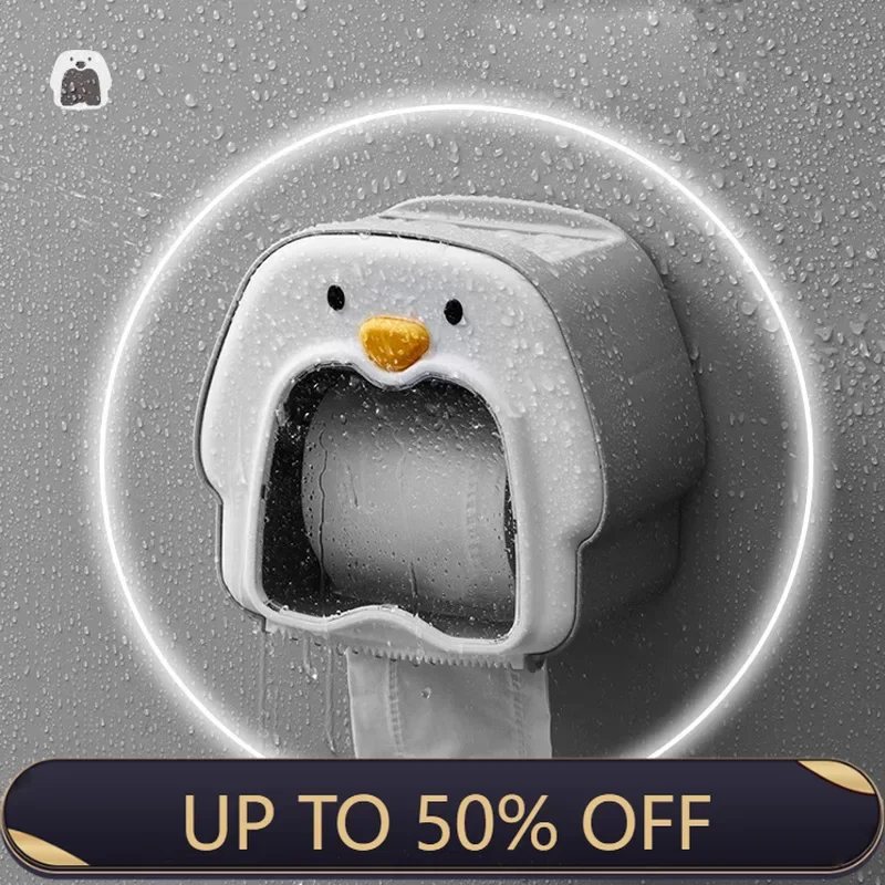 Cartoon Tissue Holder Without Punching Bathroom Storage Rack Waterproof Wall Mounted Toilet Paper Drawer Storage Rack