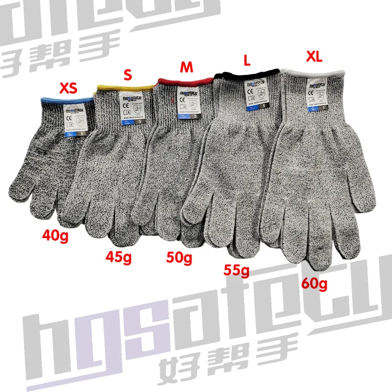 GMG-guantes a prueba de cortes, guantes de trabajo de seguridad, color gris y negro, HPPE EN388 ANSI, nivel 5, gran oferta