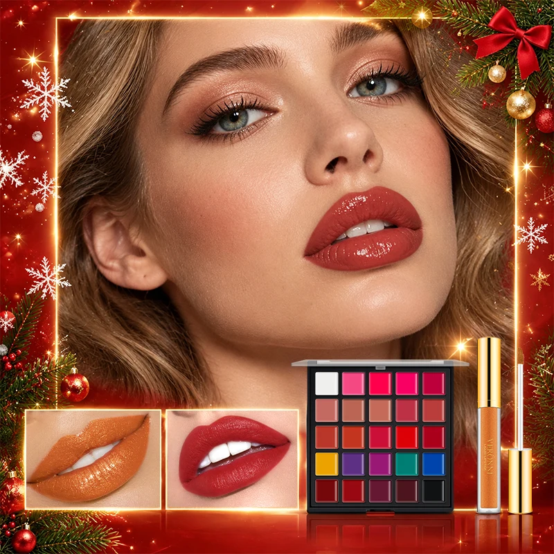 20 Colors Lip Gloss Makeup Palette Matte Lip Cream Set Long Lasting Waterproof Lip Tint Cosmetic for Halloween Party Makeup