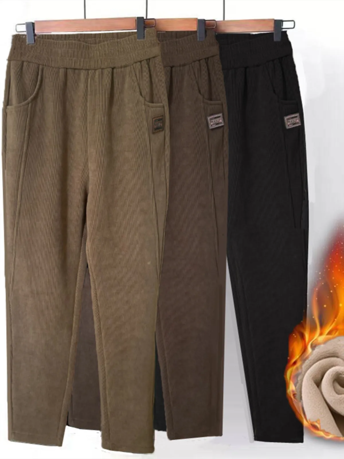 

Вельветовые брюки Харлан на подкладке Mom's Fce, повседневные женские брюки с высокой талией и девятью острым носком, большие размеры, корейские брюки