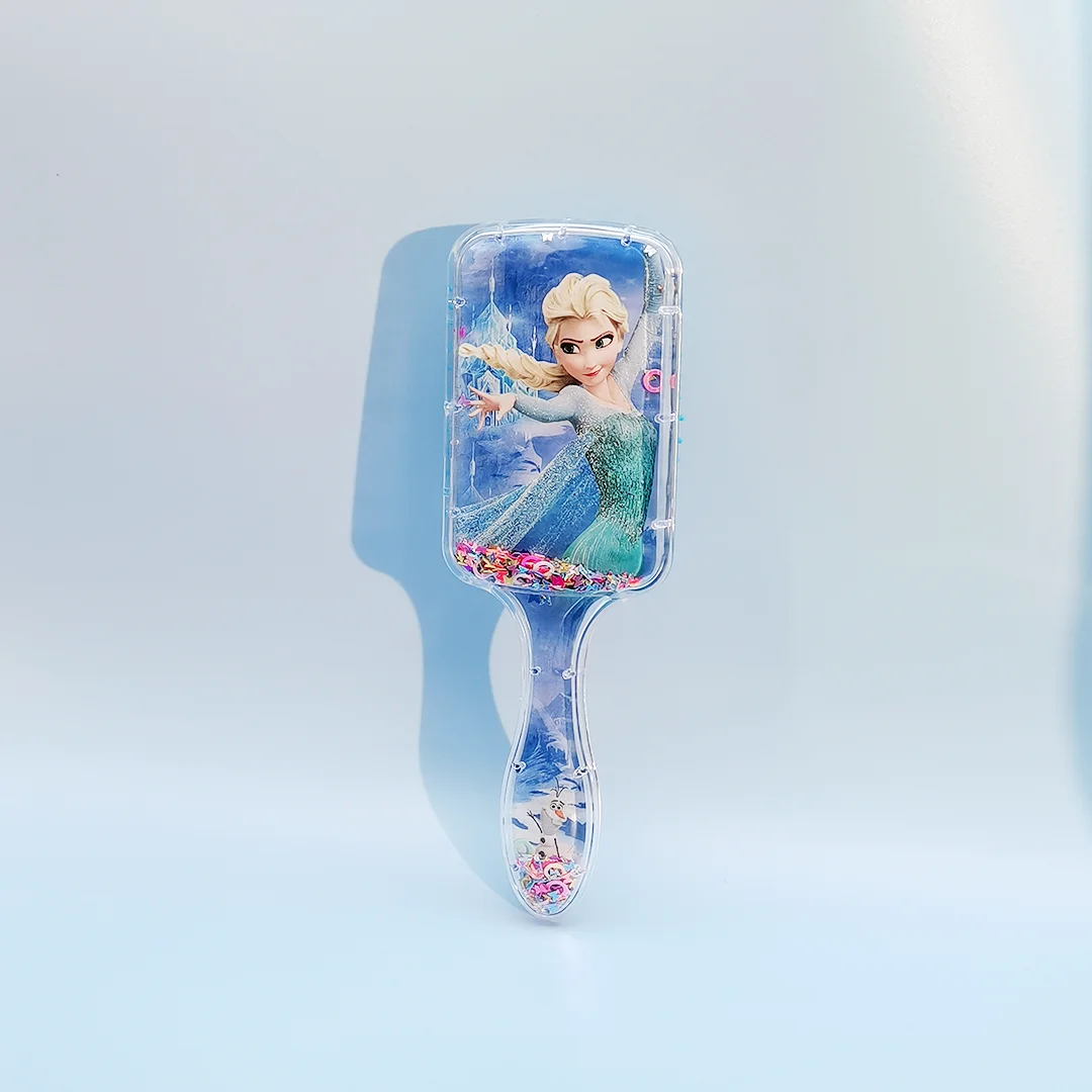 Disney Princess Frozen Comb Kawaii Elsa Anna Stitch the First Quicksand Sequin Comb Children Woman Girl Christmars Gifts