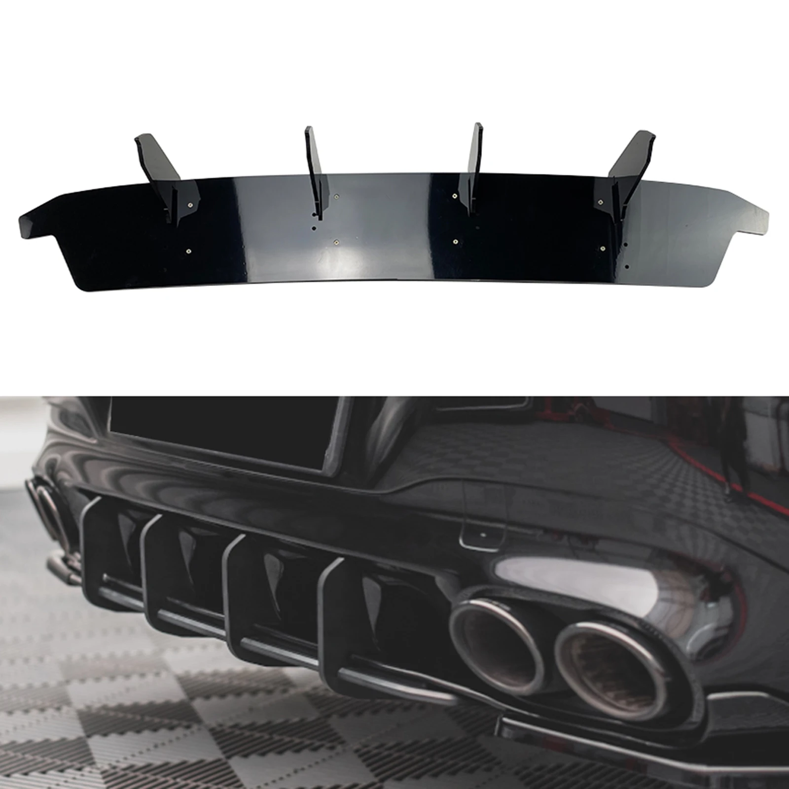 Glossy Black Rear Diffuser Bumper Lip Spoiler Canard Splitter Bracket For Mercedes Benz CLA Class C118 CLA35 CLA45 AMG