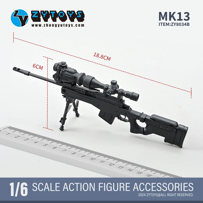 

ZYTOYS 1/6 Scale Army MK13 Sniper Rifle 18.8cm Plastic Weapons Model ZY8034B For 12" Action Figure Can't Shoot